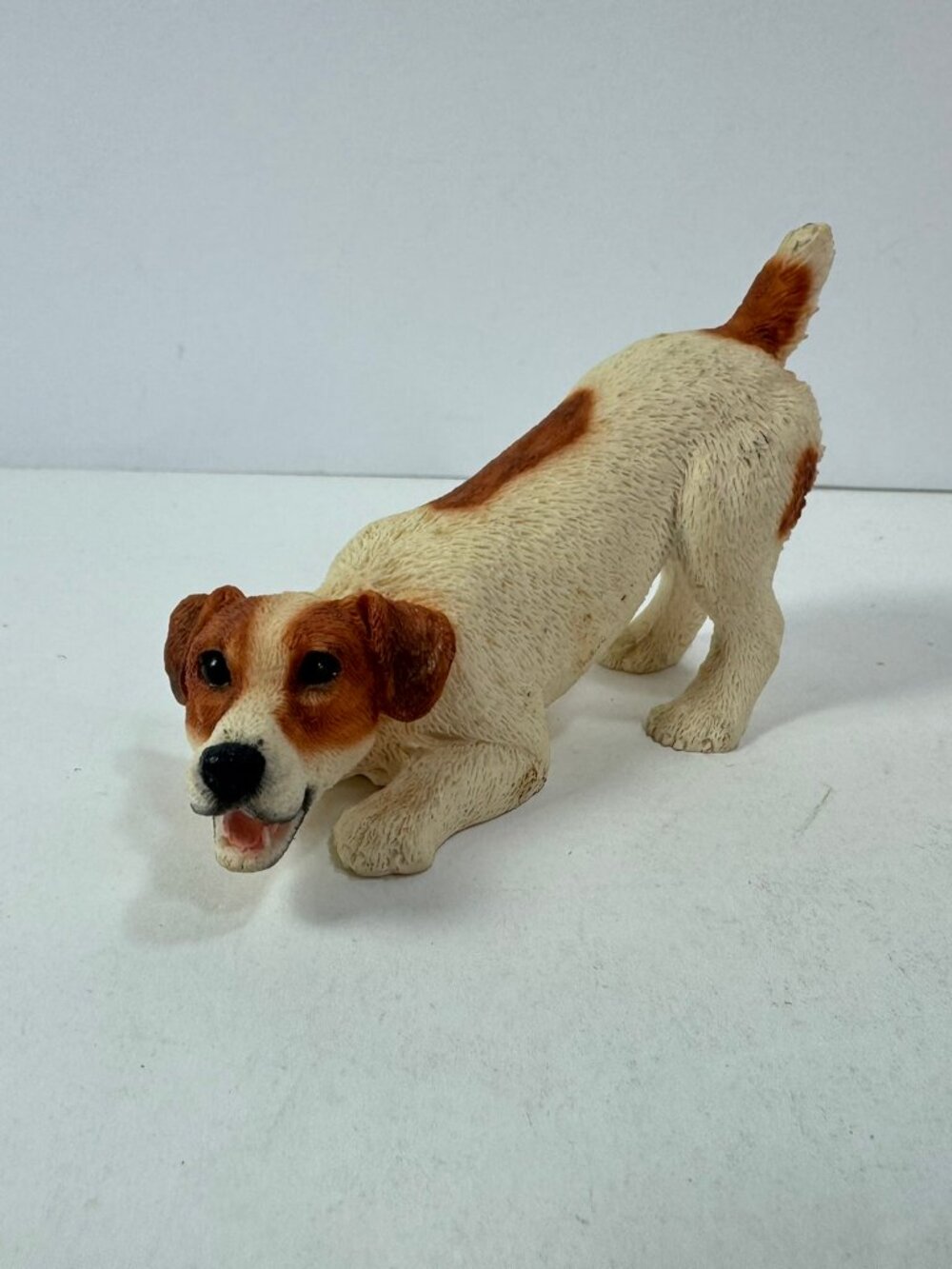 Vtg Castagna Dog Jack Russell Tan & White Playful Pose Resin Small Figurine